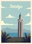 Retro poster Antalya city skyline. vintage vector illustration