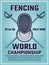 Retro poster for fencing sport. Design template with place for your text
