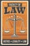 Retro poster, juridical justice school law faculty