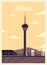 Retro poster Macau city skyline vintage, vector illustration