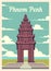 Retro poster Phnom Penh city skyline. vintage, vector illustration