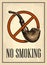 Retro poster - The Sign No Smoking in Vintage Style. Vector engraved illustration isolated on dark background. For bars, restauran
