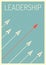 retro poster stile. business finance. Leadership concept, red paper planes flying in sky. manages financial gr