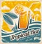 Retro poster template for tropical bar