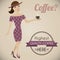 Retro poster of a woman offering a coffee