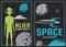 Retro posters with alien and ufo vector cards