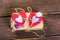 Retro present box with red heart