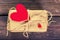 Retro present box with red heart