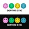 Retro print with different colorful smile face stickers. T-shirt design with slogan and smiling happy faces. Set of emoticon print