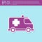 Retro purple Ambulance and emergency car icon isolated on turquoise background. Ambulance vehicle medical evacuation