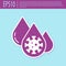 Retro purple Blood test and virus molecule coronavirus icon isolated on turquoise background. Coronavirus, COVID-19