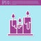 Retro purple Burning candles icon isolated on turquoise background. Cylindrical candle stick with burning flame. Vector