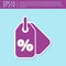 Retro purple Discount percent tag icon isolated on turquoise background. Shopping tag sign. Special offer sign. Discount