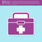 Retro purple First aid kit icon isolated on turquoise background. Medical box with cross. Medical equipment for