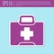 Retro purple First aid kit icon isolated on turquoise background. Medical box with cross. Medical equipment for