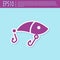 Retro purple Fishing lure icon isolated on turquoise background. Fishing tackle. Vector