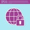 Retro purple Global lockdown - locked globe icon isolated on turquoise background. Vector