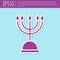 Retro purple Hanukkah menorah icon isolated on turquoise background. Hanukkah traditional symbol. Holiday religion