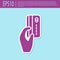 Retro purple Human hand holding with credit card icon isolated on turquoise background. Online payment. Pay by card