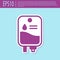 Retro purple IV bag icon isolated on turquoise background. Blood bag. Donate blood concept. The concept of treatment and