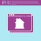 Retro purple Online real estate house in browser icon isolated on turquoise background. Home loan concept, rent, buy