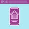 Retro purple Online real estate house on smartphone icon isolated on turquoise background. Home loan concept, rent, buy