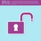 Retro purple Open padlock icon isolated on turquoise background. Opened lock sign. Cyber security concept. Digital data
