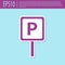 Retro purple Parking icon isolated on turquoise background. Street road sign. Vector