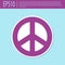 Retro purple Peace icon isolated on turquoise background. Hippie symbol of peace. Vector Illustration