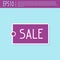 Retro purple Price tag with an inscription Sale icon isolated on turquoise background. Badge for price. Promo tag