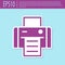 Retro purple Printer icon isolated on turquoise background. Vector