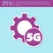 Retro purple Setting 5G new wireless internet wifi connection icon isolated on turquoise background. Global network high