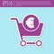Retro purple Shopping cart and euro symbol icon isolated on turquoise background. Online buying concept. Delivery