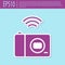 Retro purple Smart photo camera system icon isolated on turquoise background. Internet of things concept with wireless