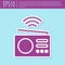 Retro purple Smart radio system icon isolated on turquoise background. Internet of things concept with wireless