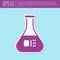 Retro purple Test tube and flask chemical laboratory test icon isolated on turquoise background. Laboratory glassware