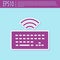 Retro purple Wireless computer keyboard icon isolated on turquoise background. PC component sign. Internet of things
