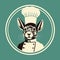 Retro Rabbit Logo In Chef\\\'s Hat Illustration