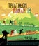 Retro race print. Retro triathlon poster. Poster sports competitions.