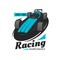 Retro racing car championship vintage icon