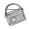 Retro radio in doodle style.