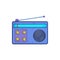 Retro radio receiver icon in cartoon style