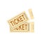 Retro raffle tear off admit ticket simple icon. Vector torn pair of admission coupon. isolated graphic illustration. Tear away