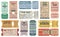 Retro railway train tickets, US America travel