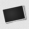 Retro realistic vector photo frame with figured edges placed horizontally slightly tilted on transparent background. Template