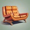 Retro Recliner-inspired Vintage Orange Leather Couch