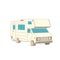 Retro recreation vehicle camper, camping RV, trailer or family caravan. 3d isometric cartoon icon isolated on white. For