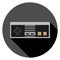 Retro rectangular controller icon. Circular, dark icon with a shadow