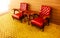 Retro red armchairs furniture decoration in vintage indoor room
