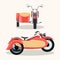 Retro red motorcycle vintage with trailer isolated. Front and side isolated.